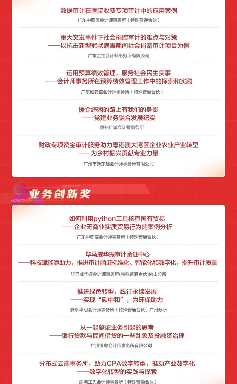 会计师服务大湾区高质量发展案例大赛获奖名单出炉