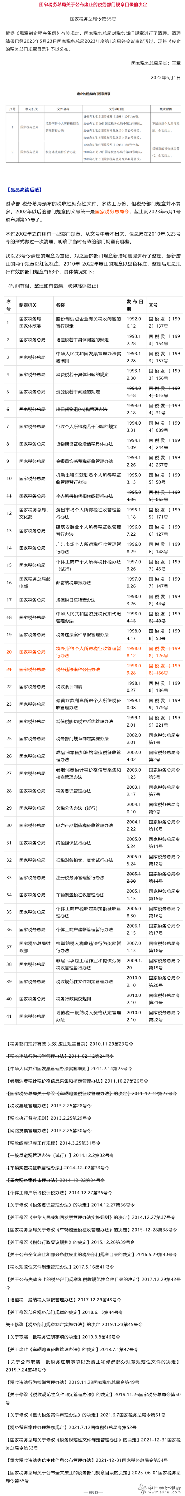 税务部门规章又作废了两个，现在还有多少个？（2023年6月）