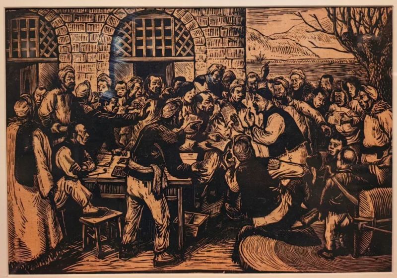 延安木刻版画中的算盘 延安木刻版画中的算盘