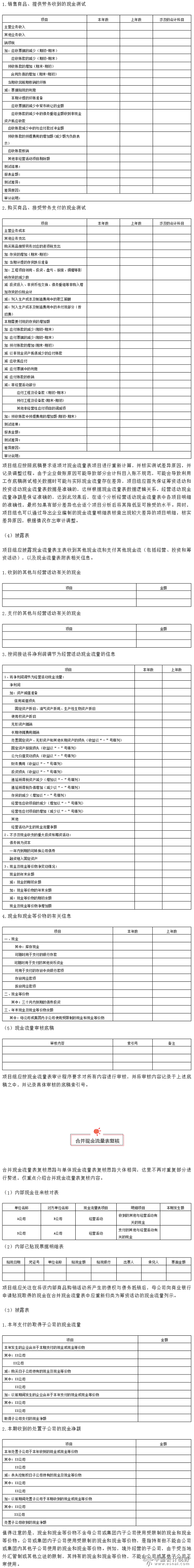 3现金流量表项目测试表（部分举例）